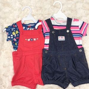 2 baby girl overall outfits NWOT